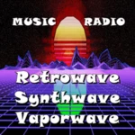 synthwave radio vaporwave android application logo